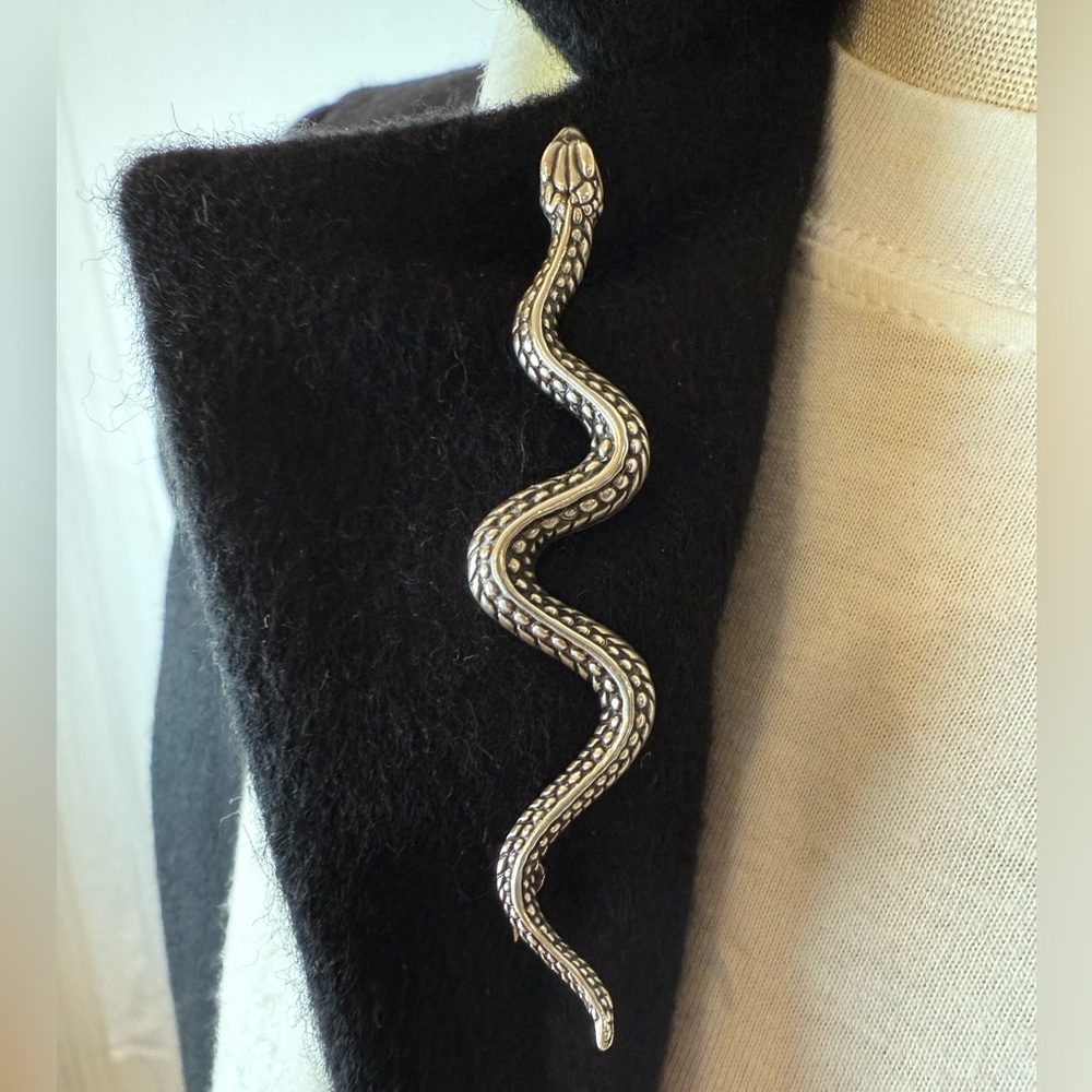 Vintage Sterling Silver Snake Brooch, 925
